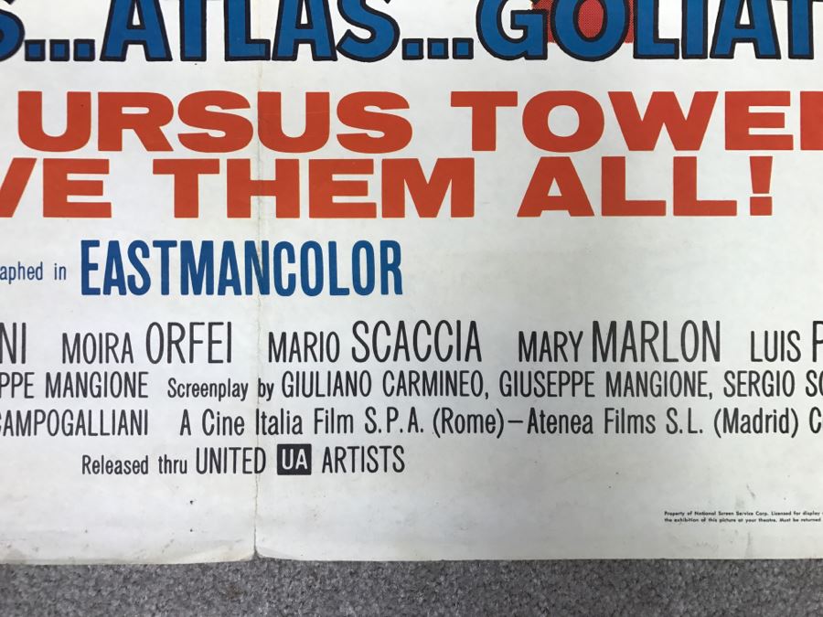 Vintage 1962 Litho Movie Poster 'Mighty Ursus' 62 Of 235 - Some Edge Tears [Photo 14]