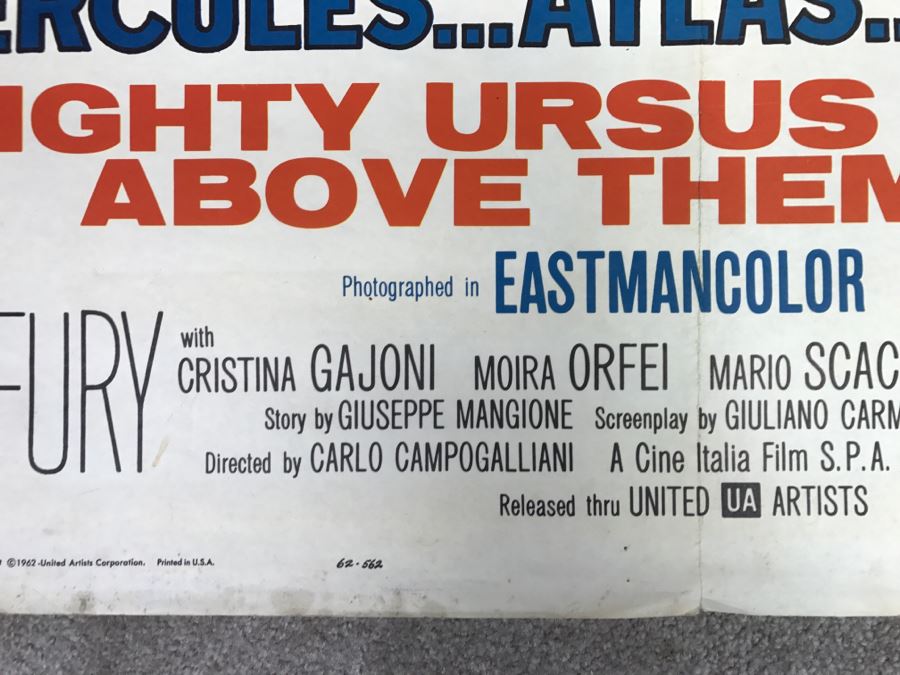 Vintage 1962 Litho Movie Poster 'Mighty Ursus' 62 Of 235 - Some Edge Tears [Photo 13]