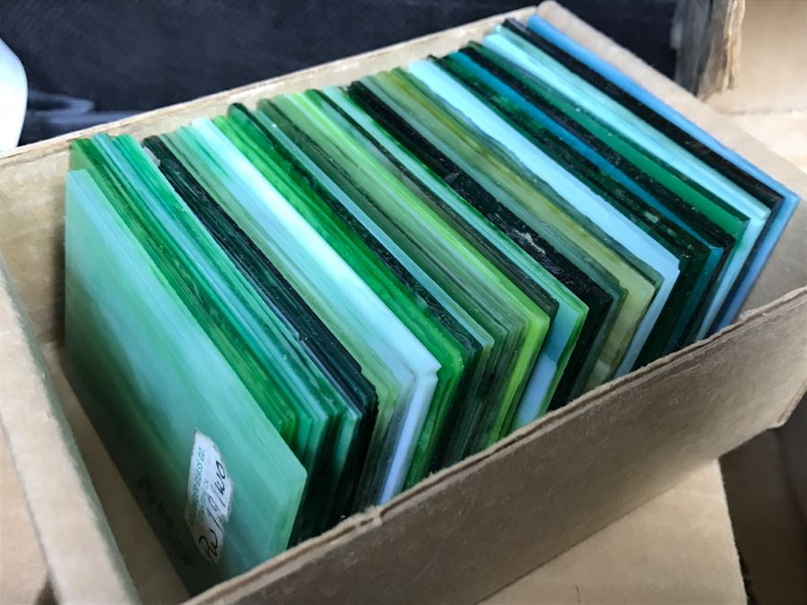 (12) Boxes Of Various Colored Stained Glass Pieces With Carrying Case [Photo 4]