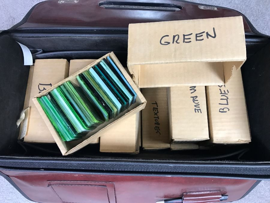 (12) Boxes Of Various Colored Stained Glass Pieces With Carrying Case [Photo 2]
