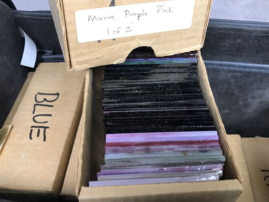 (12) Boxes Of Various Colored Stained Glass Pieces With Carrying Case [Photo 8]