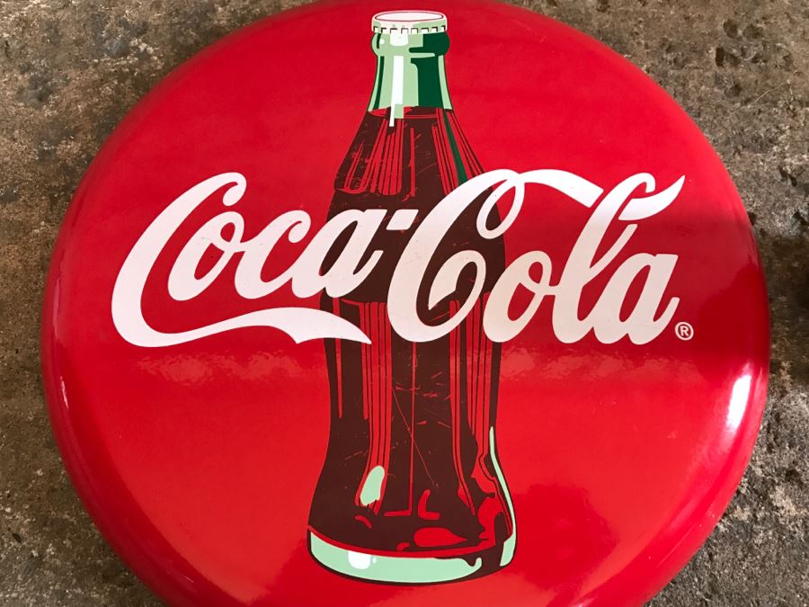 Official Coca-Cola Licensed Metal Coca-Cola Button Advertising Sign [Photo 4]