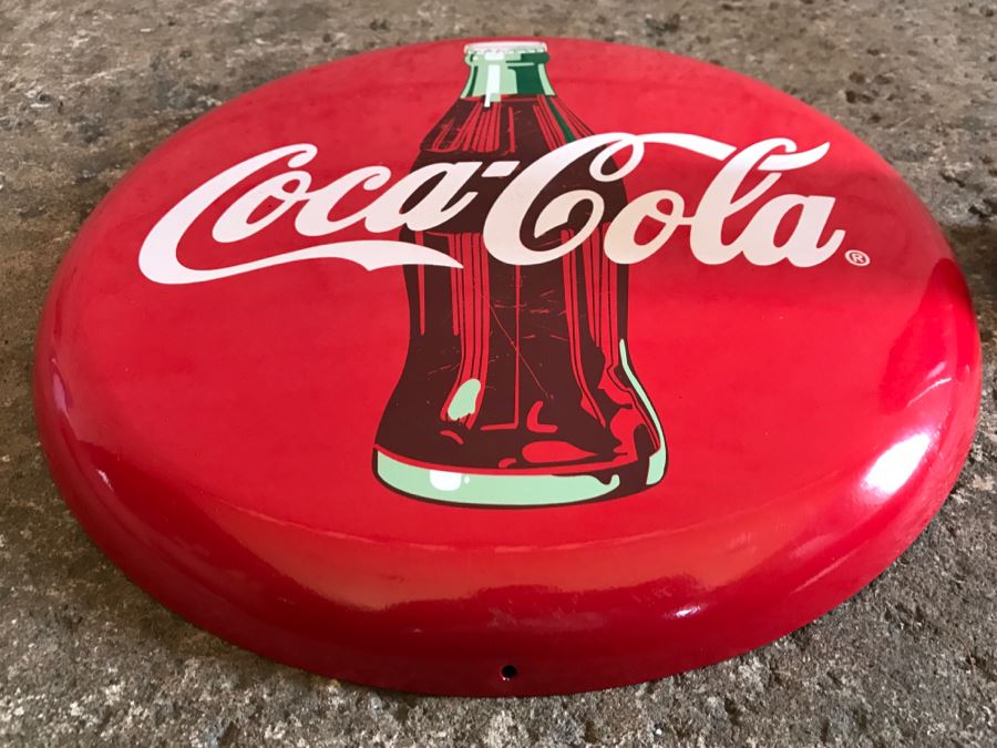 Official Coca-Cola Licensed Metal Coca-Cola Button Advertising Sign [Photo 3]