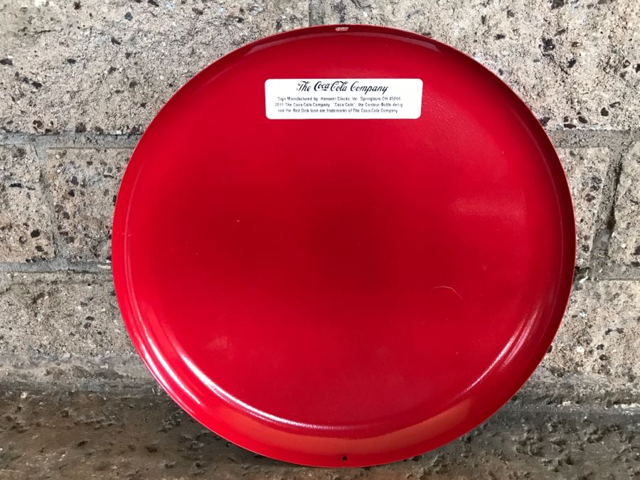 Official Coca-Cola Licensed Metal Coca-Cola Button Advertising Sign [Photo 5]