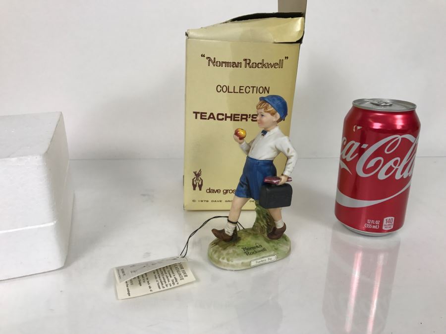Vintage 1979 Norman Rockwell Figurine Dave Grossman Designs With Original Box Teachers Pet