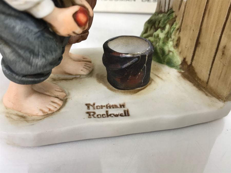 Vintage 1976 Norman Rockwell Figurine Dave Grossman Designs With Original Box The Adventures Of Tom Sawyer Limited Edition Whitewash [Photo 6]