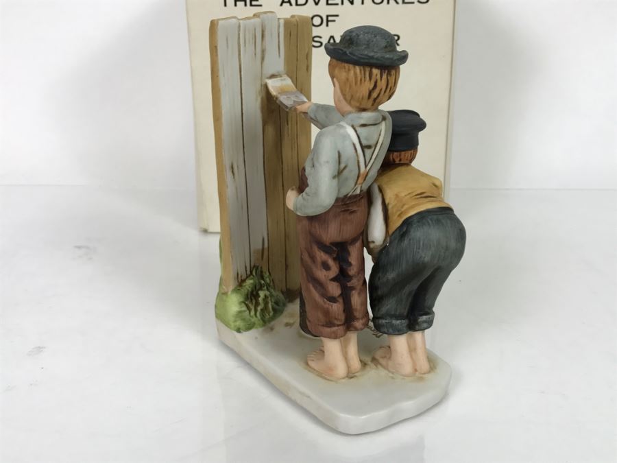 Vintage 1976 Norman Rockwell Figurine Dave Grossman Designs With Original Box The Adventures Of Tom Sawyer Limited Edition Whitewash [Photo 12]