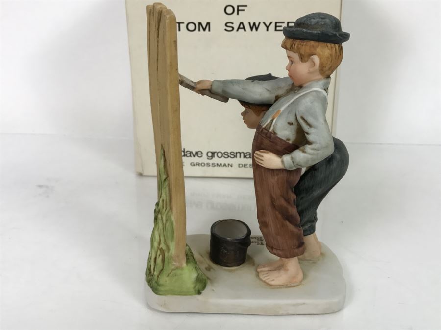 Vintage 1976 Norman Rockwell Figurine Dave Grossman Designs With Original Box The Adventures Of Tom Sawyer Limited Edition Whitewash [Photo 11]