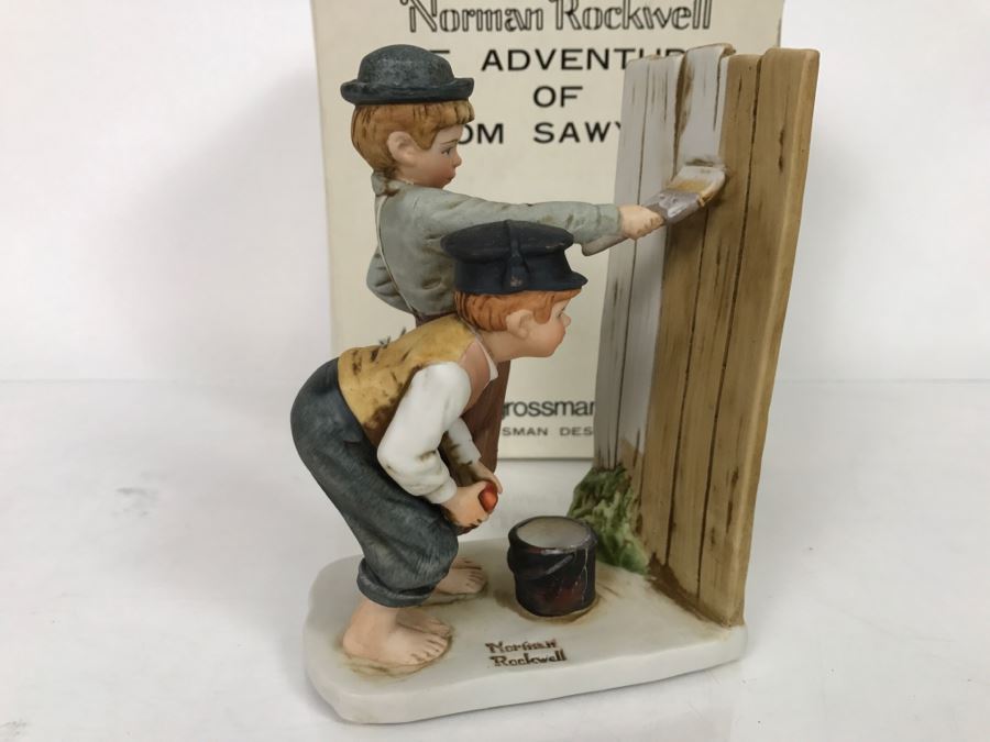 Vintage 1976 Norman Rockwell Figurine Dave Grossman Designs With Original Box The Adventures Of Tom Sawyer Limited Edition Whitewash [Photo 5]