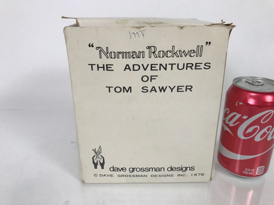 Vintage 1976 Norman Rockwell Figurine Dave Grossman Designs With Original Box The Adventures Of Tom Sawyer Limited Edition Whitewash [Photo 2]