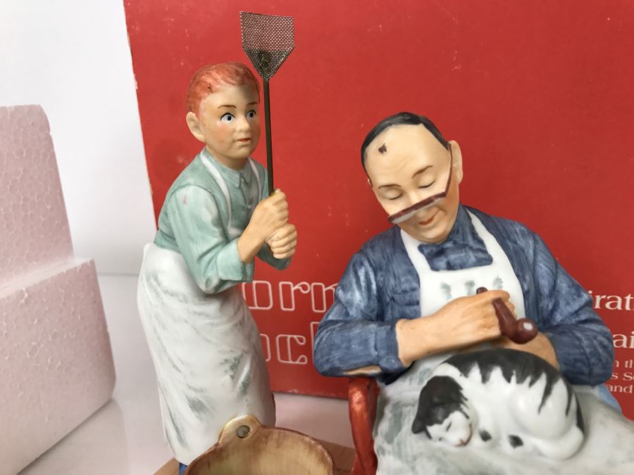 Vintage 1980 Norman Rockwell Figurine Four Seasons Illustrations For 1960 First Edition Gorham Japan With Original Box Summer - Swatter's Rights [Photo 10]
