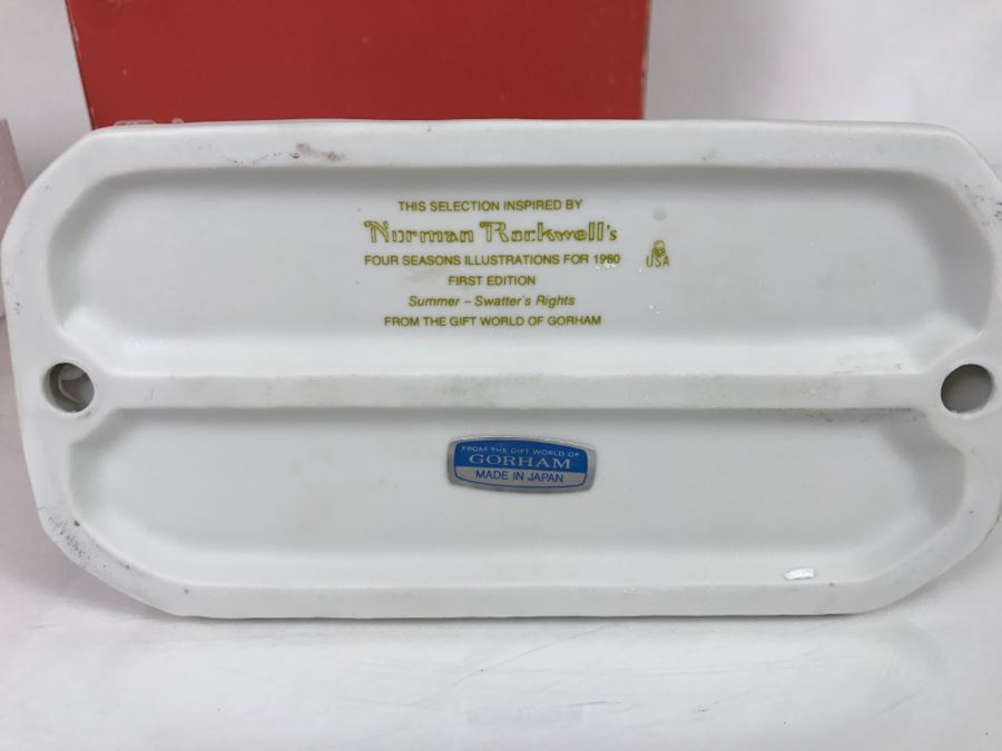 Vintage 1980 Norman Rockwell Figurine Four Seasons Illustrations For 1960 First Edition Gorham Japan With Original Box Summer - Swatter's Rights [Photo 20]