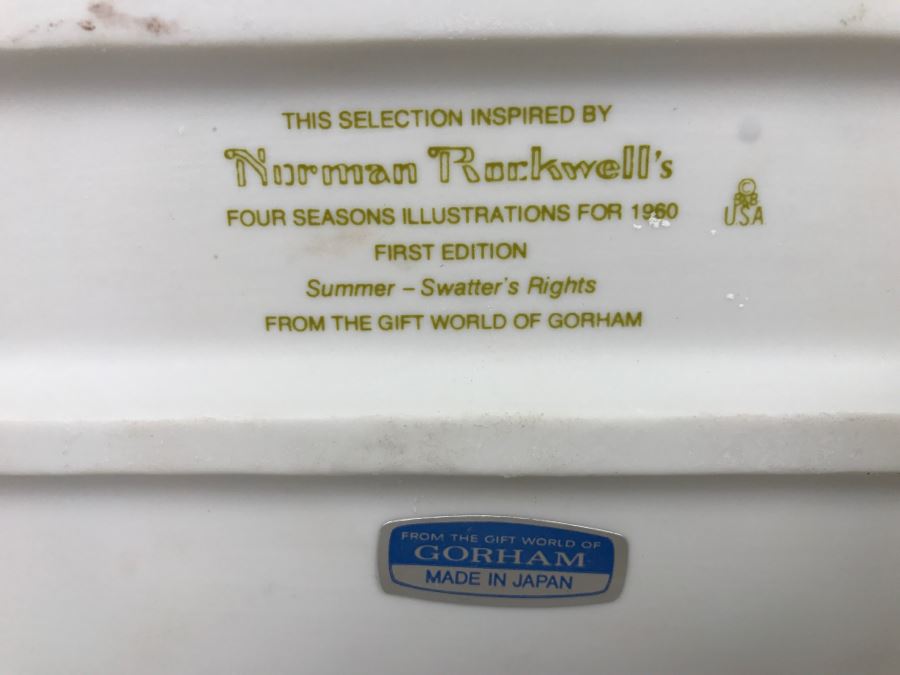 Vintage 1980 Norman Rockwell Figurine Four Seasons Illustrations For 1960 First Edition Gorham Japan With Original Box Summer - Swatter's Rights [Photo 21]