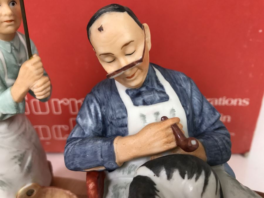 Vintage 1980 Norman Rockwell Figurine Four Seasons Illustrations For 1960 First Edition Gorham Japan With Original Box Summer - Swatter's Rights [Photo 12]