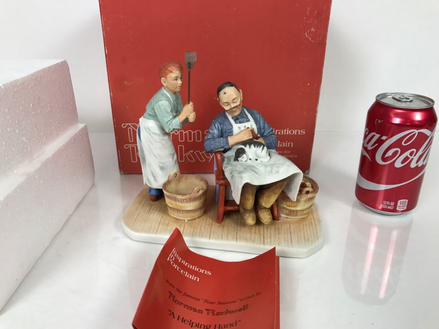 Vintage 1980 Norman Rockwell Figurine Four Seasons Illustrations For 1960 First Edition Gorham Japan With Original Box Summer - Swatter's Rights [Photo 7]