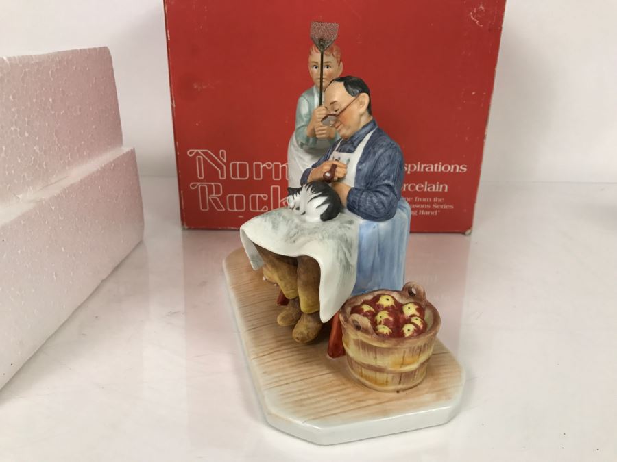 Vintage 1980 Norman Rockwell Figurine Four Seasons Illustrations For 1960 First Edition Gorham Japan With Original Box Summer - Swatter's Rights [Photo 14]