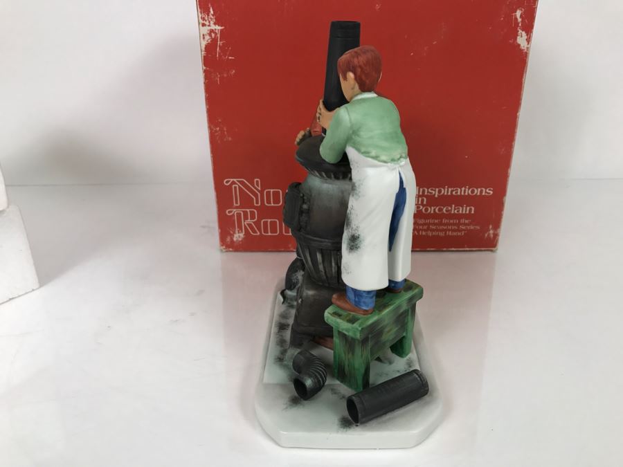 Vintage 1980 Norman Rockwell Figurine Four Seasons Illustrations For 1960 First Edition Gorham Japan With Original Box Fall - The Coal Season's Coming [Photo 21]