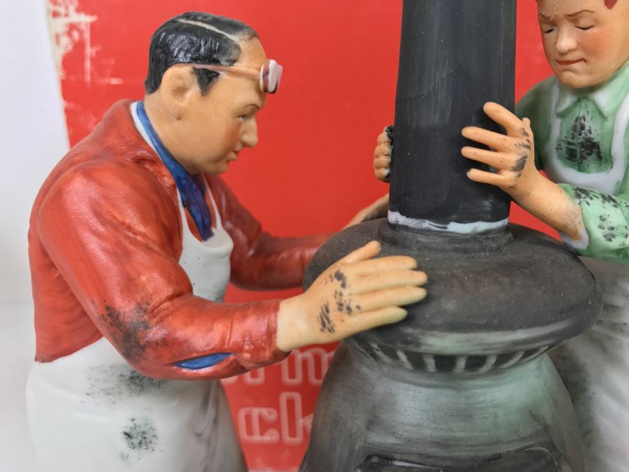 Vintage 1980 Norman Rockwell Figurine Four Seasons Illustrations For 1960 First Edition Gorham Japan With Original Box Fall - The Coal Season's Coming [Photo 10]