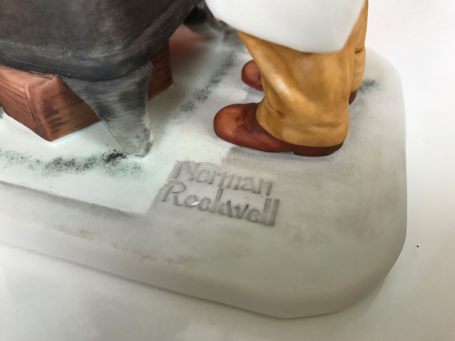 Vintage 1980 Norman Rockwell Figurine Four Seasons Illustrations For 1960 First Edition Gorham Japan With Original Box Fall - The Coal Season's Coming [Photo 18]