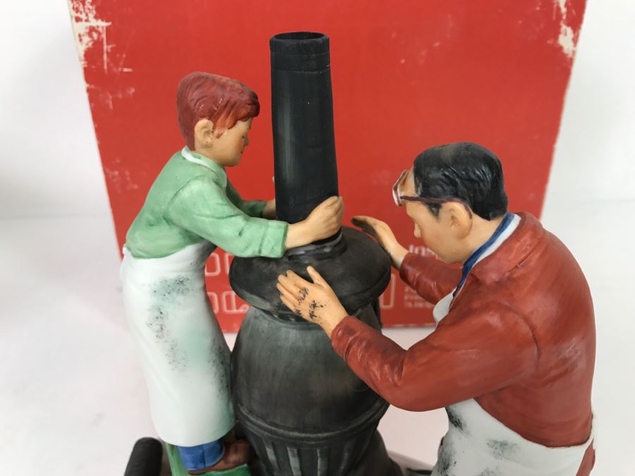 Vintage 1980 Norman Rockwell Figurine Four Seasons Illustrations For 1960 First Edition Gorham Japan With Original Box Fall - The Coal Season's Coming [Photo 16]