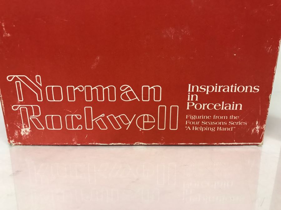 Vintage 1980 Norman Rockwell Figurine Four Seasons Illustrations For 1960 First Edition Gorham Japan With Original Box Fall - The Coal Season's Coming [Photo 3]