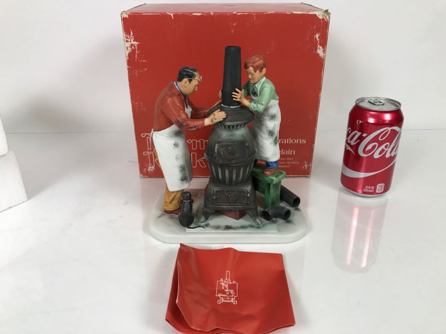 Vintage 1980 Norman Rockwell Figurine Four Seasons Illustrations For 1960 First Edition Gorham Japan With Original Box Fall - The Coal Season's Coming [Photo 1]