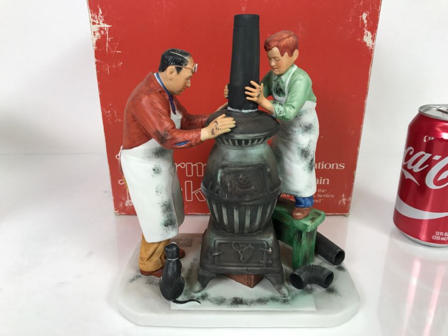 Vintage 1980 Norman Rockwell Figurine Four Seasons Illustrations For 1960 First Edition Gorham Japan With Original Box Fall - The Coal Season's Coming [Photo 7]
