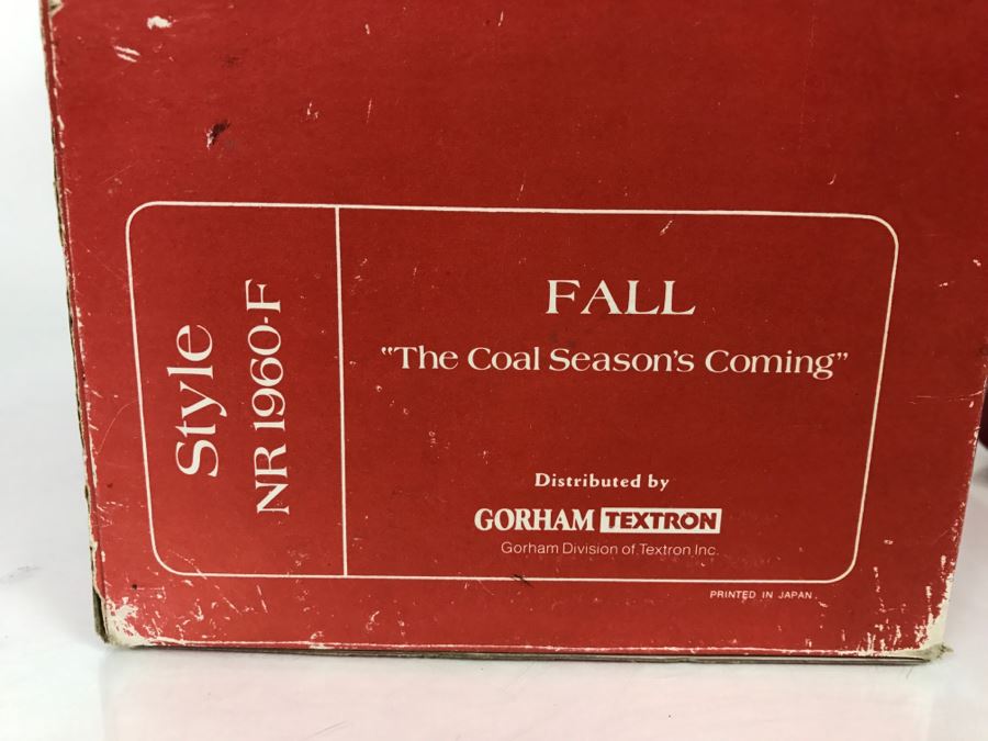 Vintage 1980 Norman Rockwell Figurine Four Seasons Illustrations For 1960 First Edition Gorham Japan With Original Box Fall - The Coal Season's Coming [Photo 5]