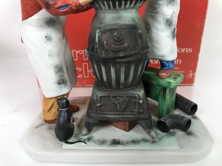 Vintage 1980 Norman Rockwell Figurine Four Seasons Illustrations For 1960 First Edition Gorham Japan With Original Box Fall - The Coal Season's Coming [Photo 12]