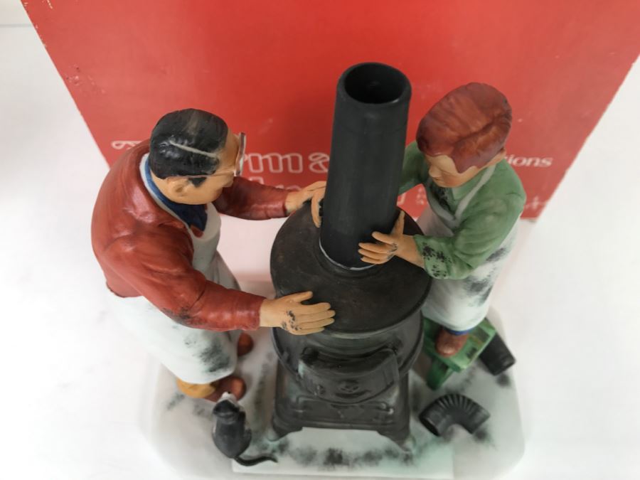 Vintage 1980 Norman Rockwell Figurine Four Seasons Illustrations For 1960 First Edition Gorham Japan With Original Box Fall - The Coal Season's Coming [Photo 13]
