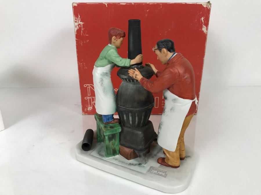 Vintage 1980 Norman Rockwell Figurine Four Seasons Illustrations For 1960 First Edition Gorham Japan With Original Box Fall - The Coal Season's Coming [Photo 15]