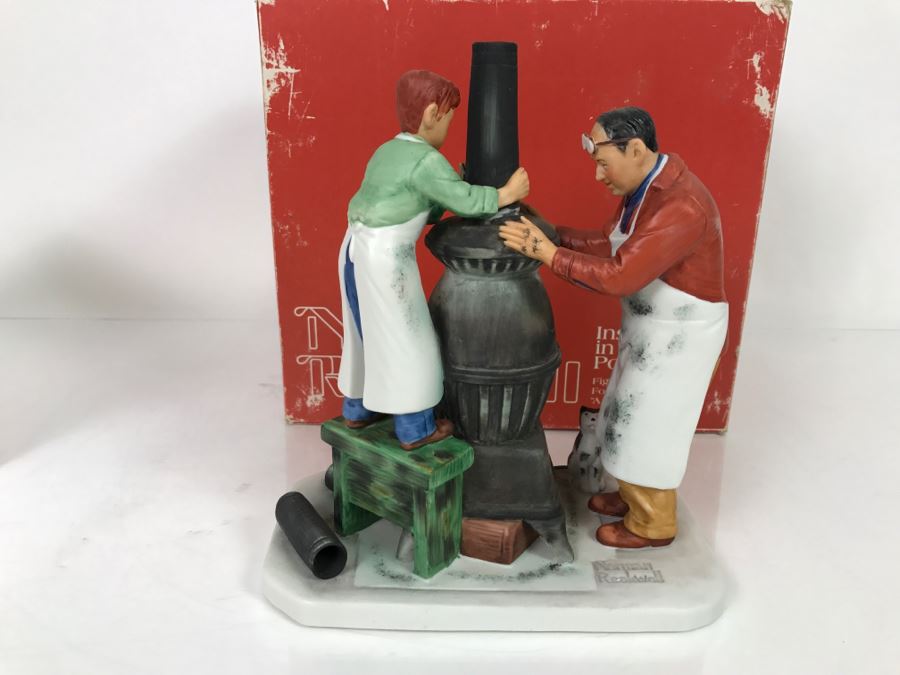 Vintage 1980 Norman Rockwell Figurine Four Seasons Illustrations For 1960 First Edition Gorham Japan With Original Box Fall - The Coal Season's Coming [Photo 19]
