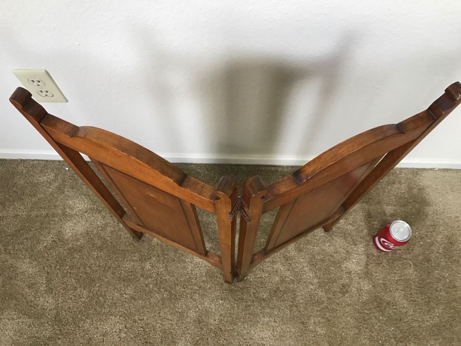 Small Antique Inlaid 2-Panel Screen - Hinges Have Been Replaced 24'W X 27'H [Photo 10]