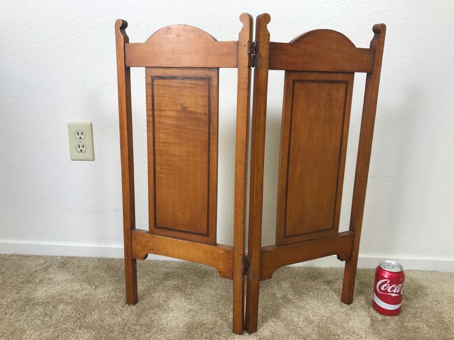 Small Antique Inlaid 2-Panel Screen - Hinges Have Been Replaced 24'W X 27'H [Photo 2]