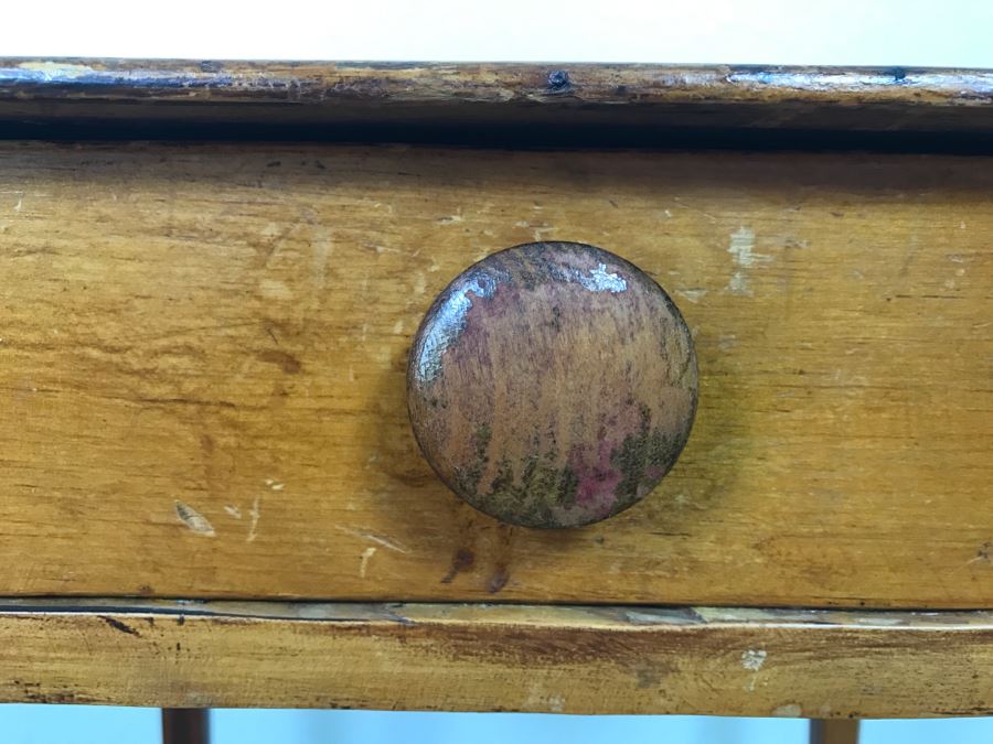 Early American Primitive Antique Pine Side Table With Drawer 18.5'W X 16'D X 26'H [Photo 6]