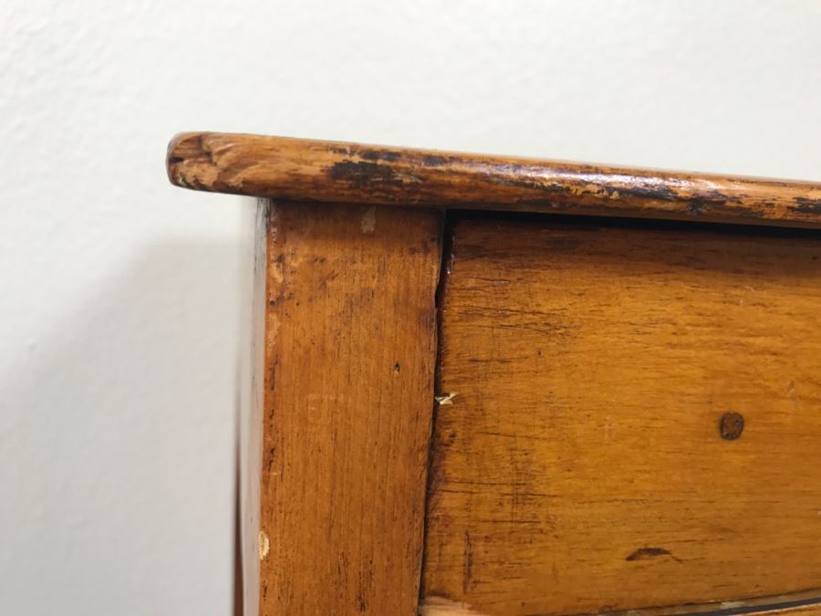 Early American Primitive Antique Pine Side Table With Drawer 18.5'W X 16'D X 26'H [Photo 5]