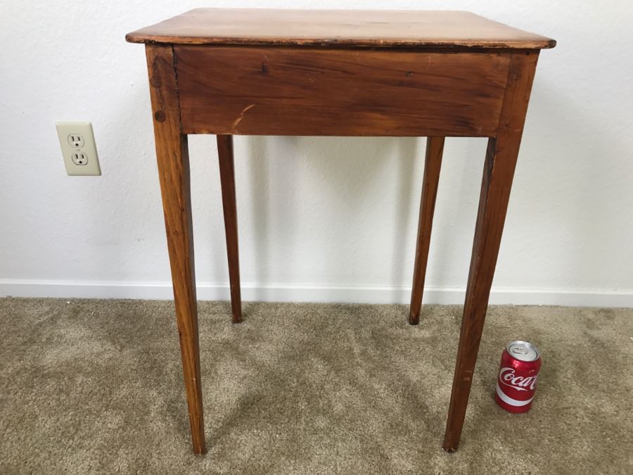 Early American Primitive Antique Pine Side Table With Drawer 18.5'W X 16'D X 26'H [Photo 15]