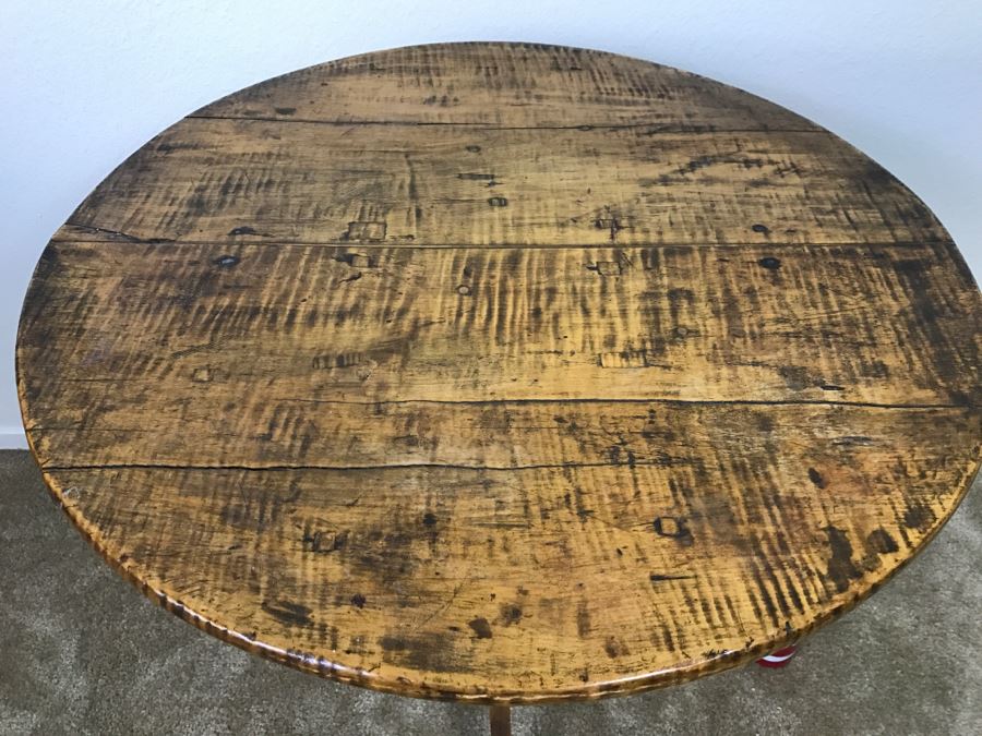 Antique Tilt Top Table - Click To See Description 27.5'R X 26'H [Photo 10]
