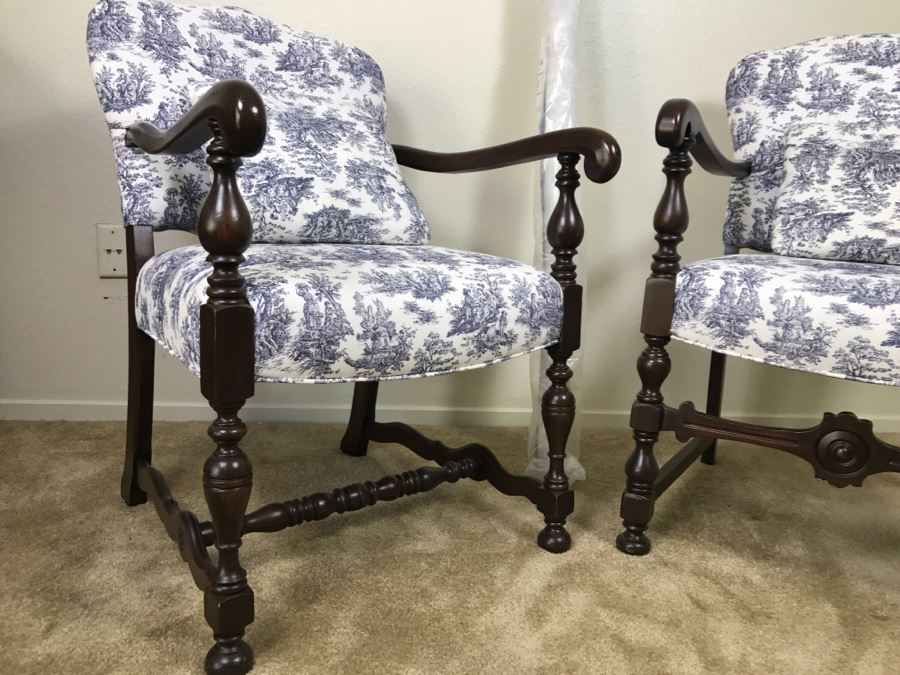 Vintage His And Her Newly Upholstered Chairs With Extra Bolt Of Fabric 24'W X 27'D X 34'H [Photo 5]