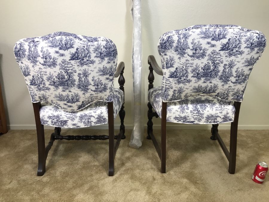 Vintage His And Her Newly Upholstered Chairs With Extra Bolt Of Fabric 24'W X 27'D X 34'H [Photo 18]
