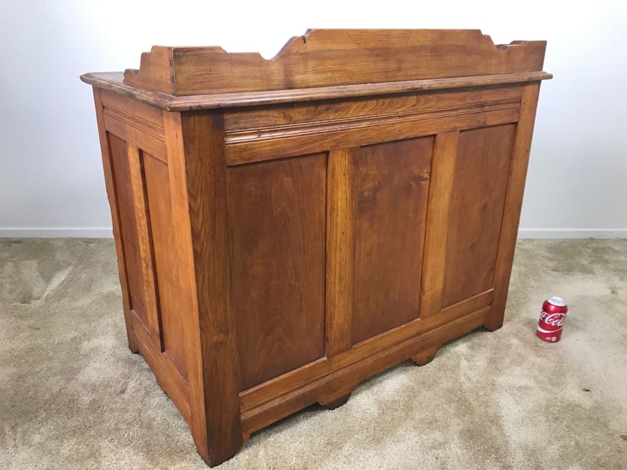 Small Antique Wooden Desk In Excellent Condition With Lockable Drawers Missing Drawer Pulls 40'W X 23'D X 34'H [Photo 18]