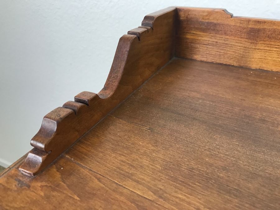 Small Antique Wooden Desk In Excellent Condition With Lockable Drawers Missing Drawer Pulls 40'W X 23'D X 34'H [Photo 10]