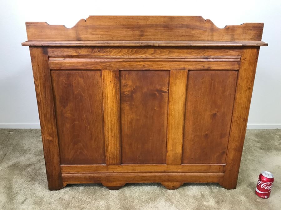 Small Antique Wooden Desk In Excellent Condition With Lockable Drawers Missing Drawer Pulls 40'W X 23'D X 34'H [Photo 19]