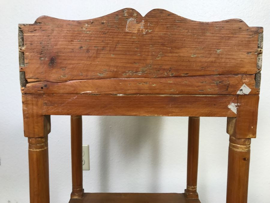 Early American Primitive Antique Pine Table With Lower Drawer Top Made From Nemasket Spring Water Wood Box 17'W X 14'D X 33'H [Photo 17]