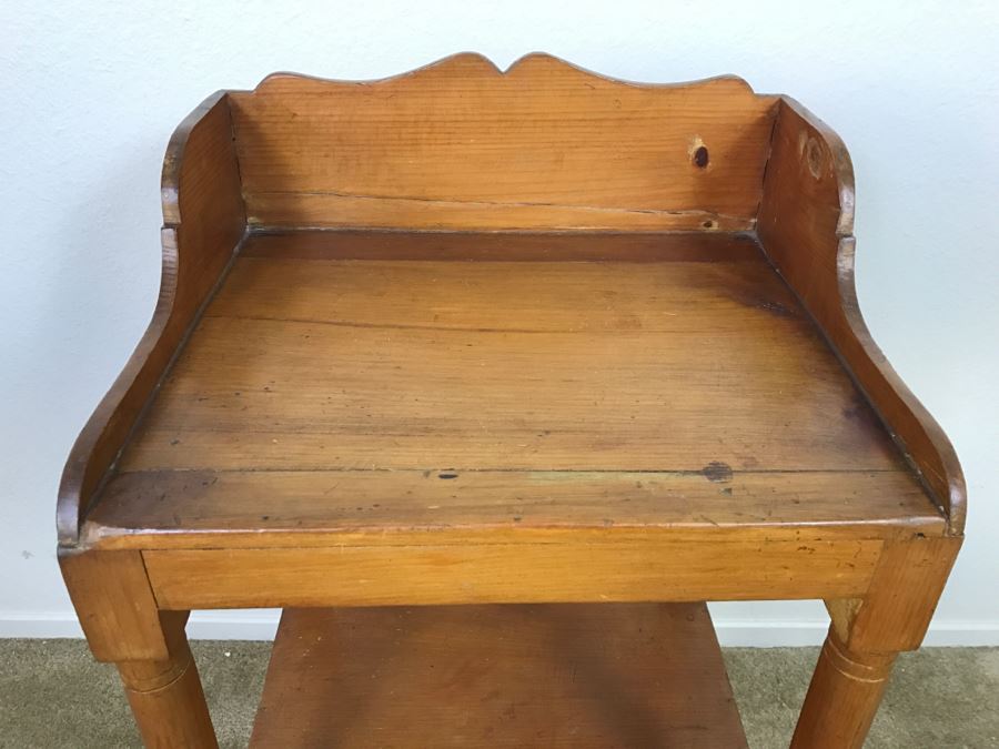 Early American Primitive Antique Pine Table With Lower Drawer Top Made From Nemasket Spring Water Wood Box 17'W X 14'D X 33'H [Photo 7]