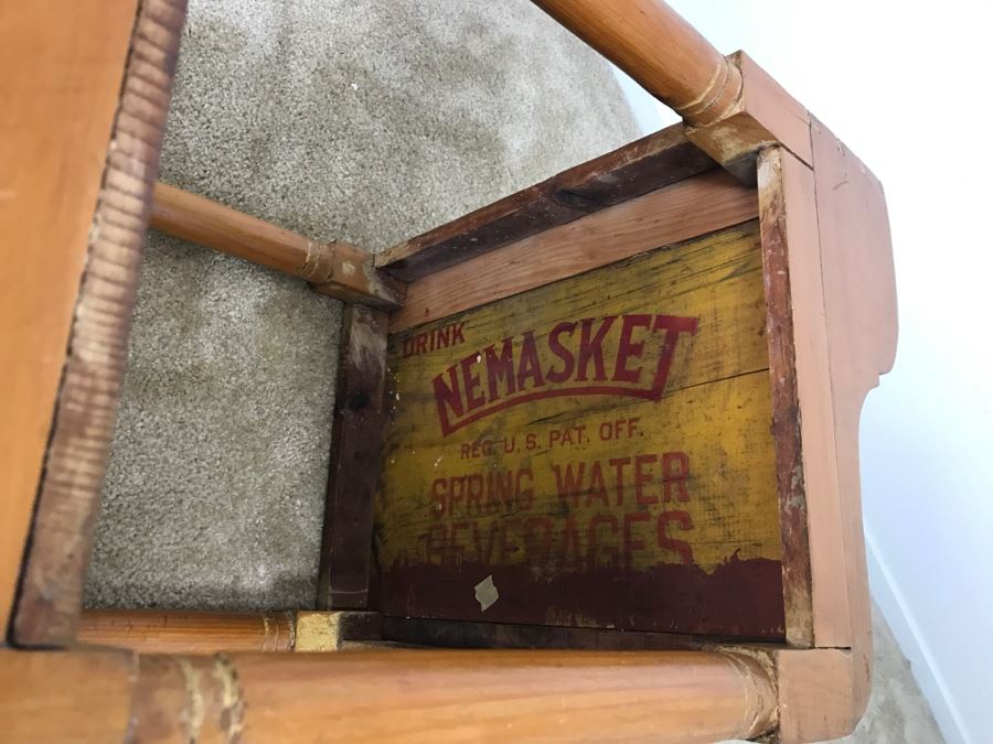 Early American Primitive Antique Pine Table With Lower Drawer Top Made From Nemasket Spring Water Wood Box 17'W X 14'D X 33'H [Photo 25]