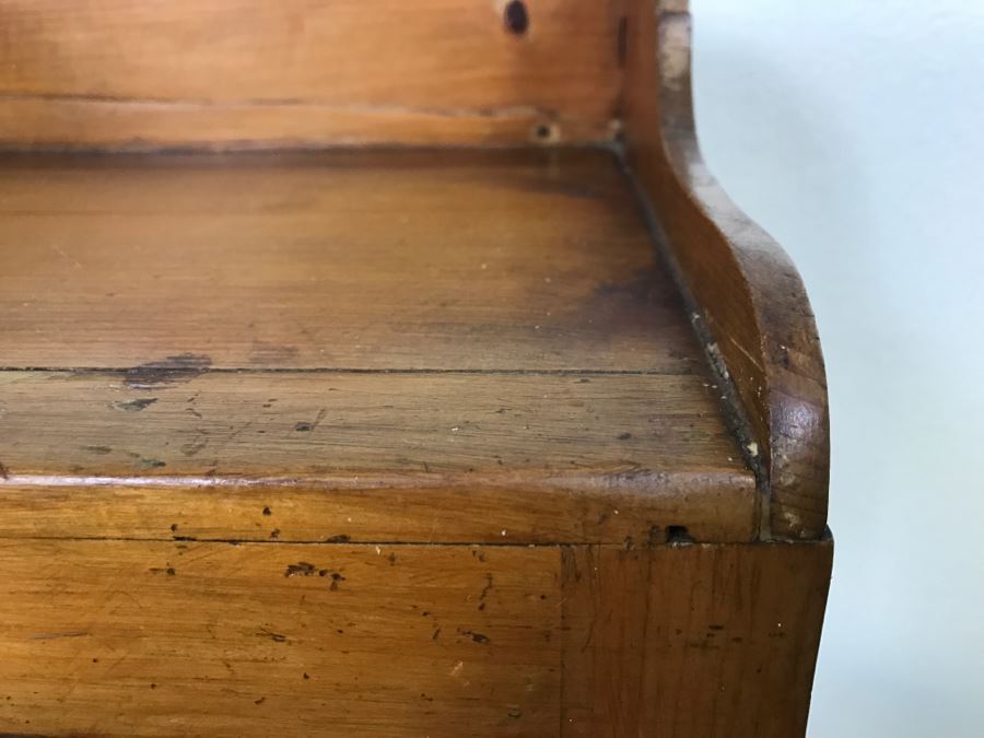 Early American Primitive Antique Pine Table With Lower Drawer Top Made From Nemasket Spring Water Wood Box 17'W X 14'D X 33'H [Photo 9]