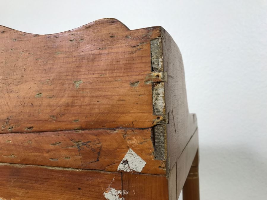 Early American Primitive Antique Pine Table With Lower Drawer Top Made From Nemasket Spring Water Wood Box 17'W X 14'D X 33'H [Photo 19]