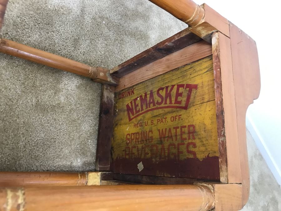 Early American Primitive Antique Pine Table With Lower Drawer Top Made From Nemasket Spring Water Wood Box 17'W X 14'D X 33'H [Photo 26]