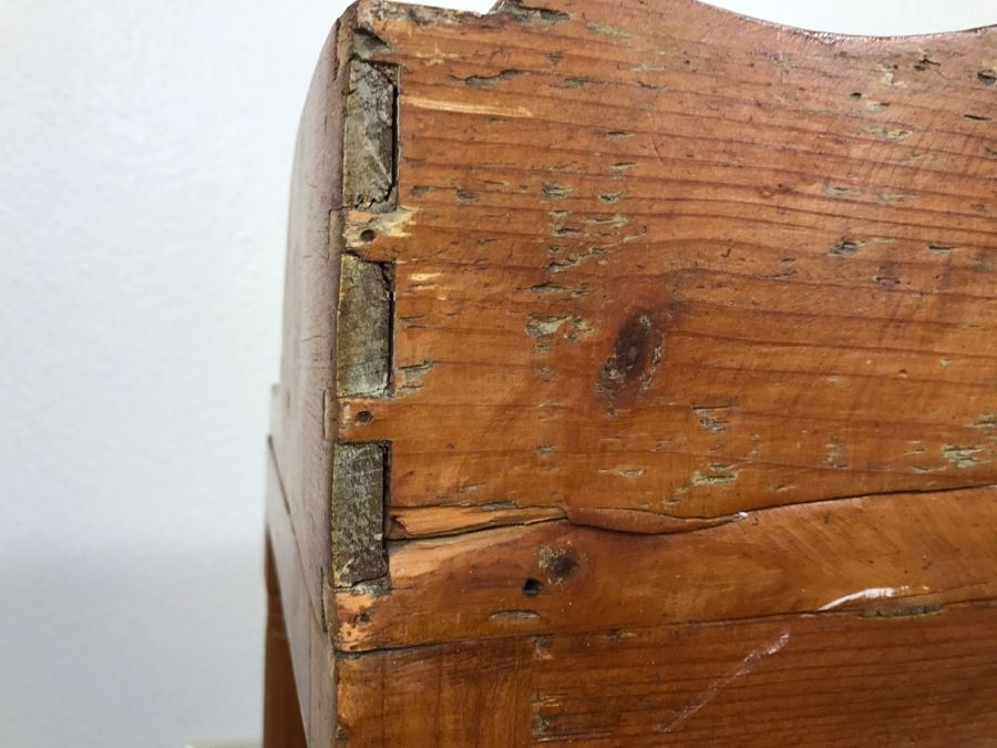 Early American Primitive Antique Pine Table With Lower Drawer Top Made From Nemasket Spring Water Wood Box 17'W X 14'D X 33'H [Photo 18]